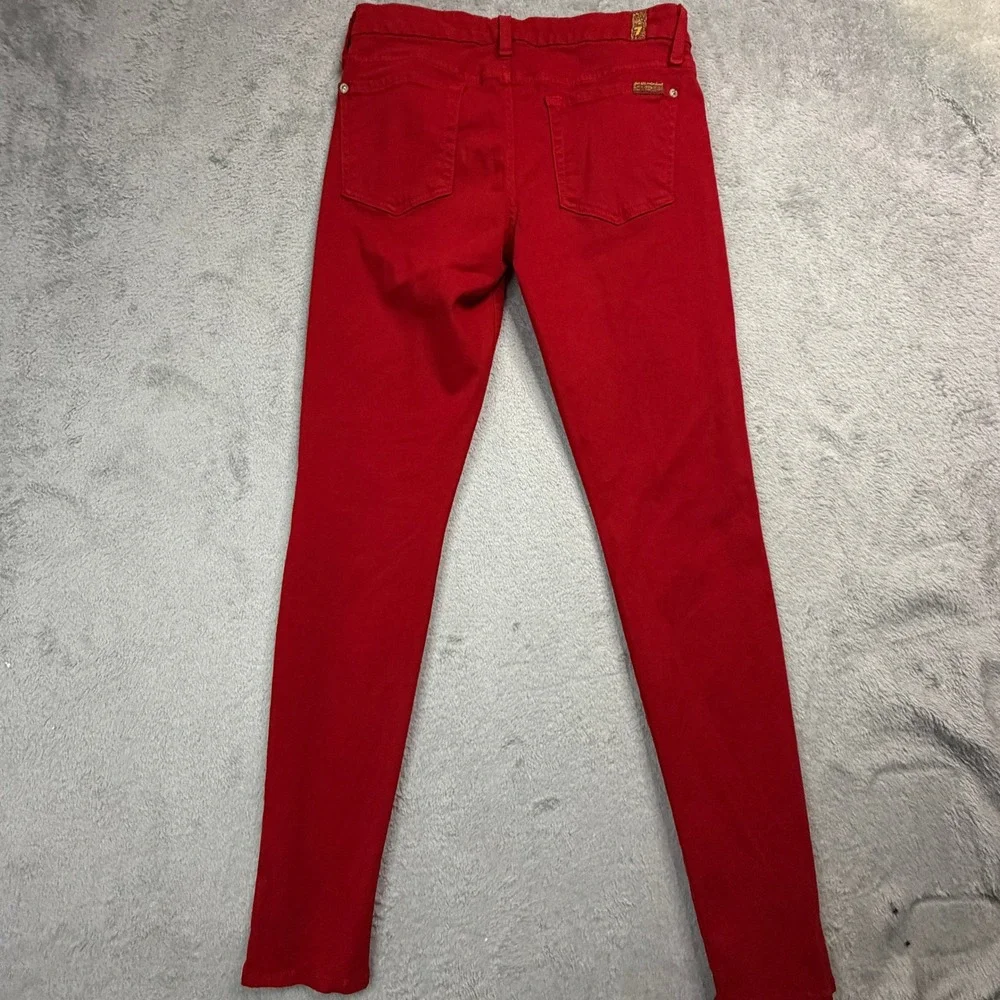 7 For All Mankind Women Red Skinny Jeans Size 30 Stretch Cotton Blend Pant